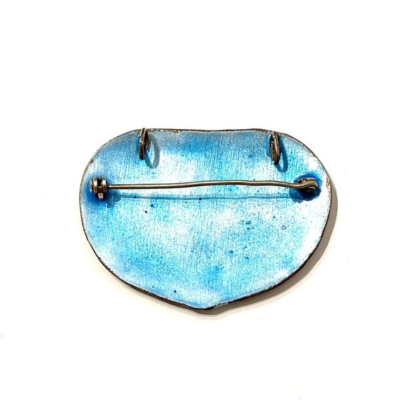 Egyptian Revival Eagle Cloisonné Enamel Silver Brooch Pendanz - Picture 3 of 4